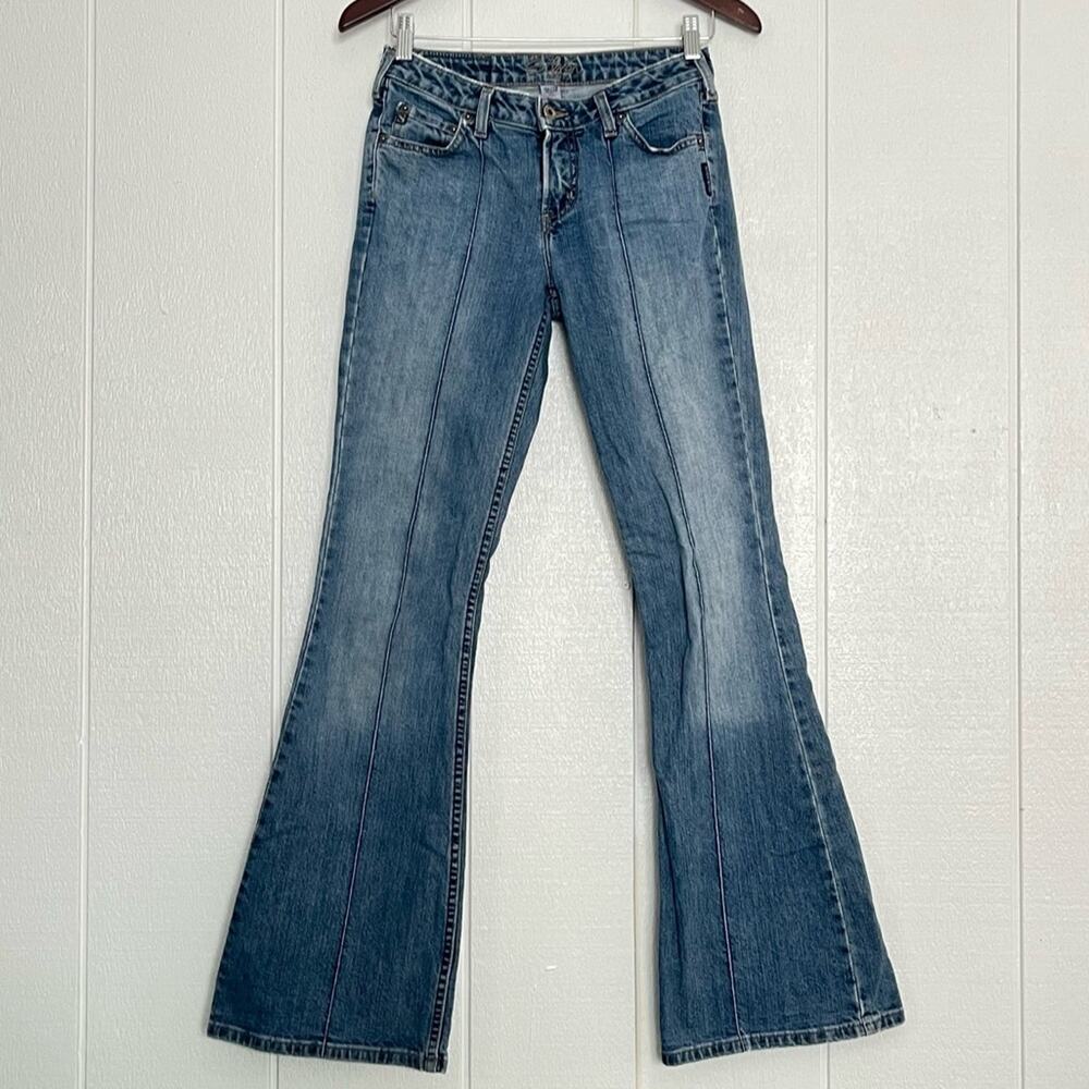 Vintage Silver Jeans Light Wash Flare Bell Bottom Low Rise Center Seam Size 28